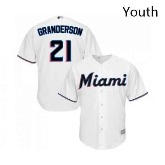 Youth Miami Marlins 21 Curtis Granderson Replica White Home Cool Base Baseball Jersey